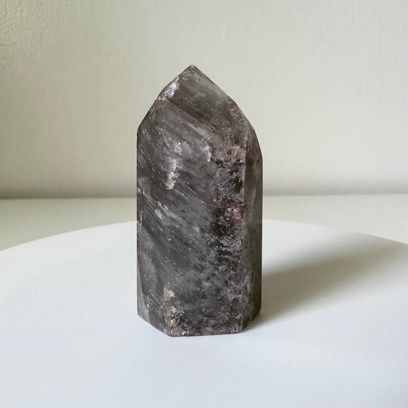Gray Amphibole Quartz Tower Angel Phantom Crystal Natural High Quality - Picture 2 of 6